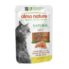 Вологий корм Almo Nature (Альмо Натюр) HFC Cat Natural для котів шматочки в соусі з куркою та лососем