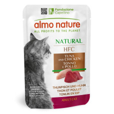 Вологий корм Almo Nature (Альмо Натюр) HFC Cat Natural для котів шматочки в соусі з тунцем і куркою