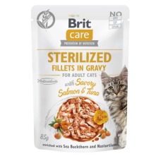 Вологий корм Brit Care (Бріт Кеа) Cat Sterilized Fillets in Gravy для стерилізованих котів філе в соусі з лососем та тунцем