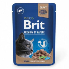 Вологий корм Brit Premium (Бріт Преміум) Cat Pouch with Liver for Sterilised для стерилізованих котів з печінкою
