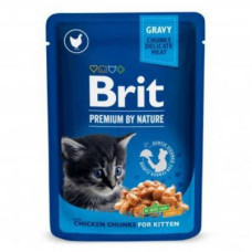 Вологий корм Brit Premium (Бріт Преміум) Cat Pouch with Chicken Chunks for Kitten для кошенят з куркою