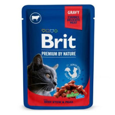 Вологий корм Brit Premium (Бріт Преміум) Cat Pouch with Beef Stew & Peas для котів з яловичиною та горошком