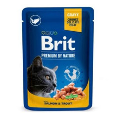 Вологий корм Brit Premium (Бріт Преміум) Cat Pouch with Salmon & Trout для котів з лососем та фореллю
