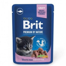 Вологий корм Brit Premium (Бріт Преміум) Cat Pouch with White Fish for Kitten для кошенят з білою рибою