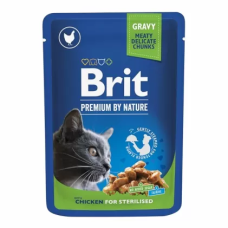 Вологий корм Brit Premium (Бріт Преміум) Cat Pouch with Chicken Slices for Sterilised для стерилізованих котів з куркою