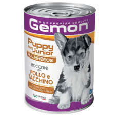 Вологий корм Gemon (Джемон) Dog Puppy & Junior Chunkies with Chicken & Turkey для цуценят шматочки в желе з куркою та індичкою