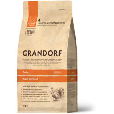 Сухий корм Grandorf (Грандорф) Cat Adult Sterilised Turkey для стерилізованих кішок з індичкою 