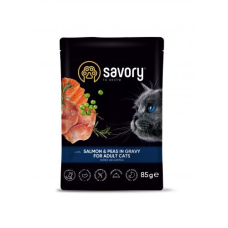 Вологий корм Savory (Сейворі) Salmon & Peas in Gravy for Adult Cats для котів лосось з горошком у соусі