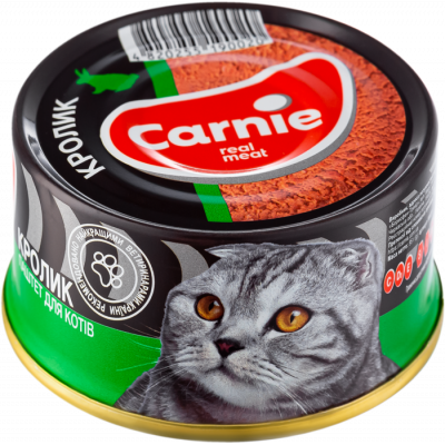 Вологий корм Carnie (Карні) для дорослих котів м'ясний паштет з кроликом