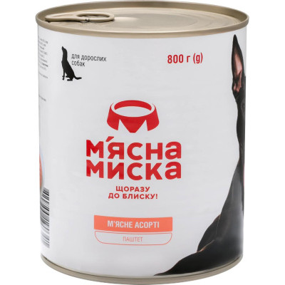Вологий корм М'ясна миска для дорослих собак паштет асорті
