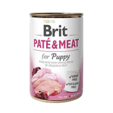 Вологий корм Brit (Бріт) Pate & Meat for Puppy для цуценят з куркою та індичкою