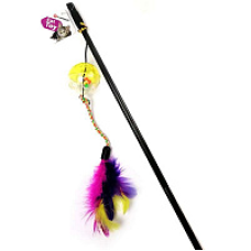 Іграшка Flamingo (Фламінго) Dangler Frizz Ball&Feathers для котів вудка дражнилка з м’ячем та пір’ям
