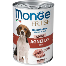 Вологий корм Monge (Монж) Dog Fresh Adult Lamb для собак шматочки в паштеті з ягням