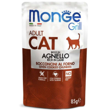 Вологий корм Monge (Монж) Grill Adult Cat Lamb для котів шматочки в желе з ягням