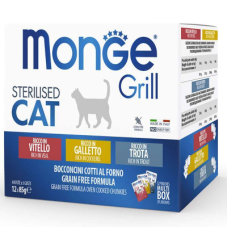 Набір вологого корму Monge (Монж) Cat Grill Mіх Sterilised для стерилізованих котів з півнем, фореллю, телятиною