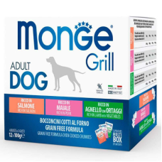 Набір волого корму Monge (Монж) Dog Grill Mіх для собак з ягням та овочами, свининою, лососем