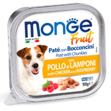 Вологий корм Monge (Монж) Dog Fruit для собак паштет з куркою та малиною