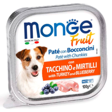 Вологий корм Monge (Монж) Dog Fruit для собак паштет з індичкою та чорницею
