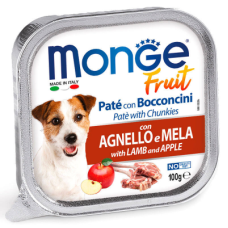 Вологий корм Monge (Монж) Dog Fruit для собак паштет з ягням та яблуком