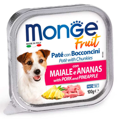Вологий корм Monge (Монж) Dog Fruit для собак паштет зі свининою та ананасом 