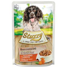 Вологий корм Stuzzy (Штузі) Dog Turkey Carrot  для собак з індичкою та морквою шматочки в соусі