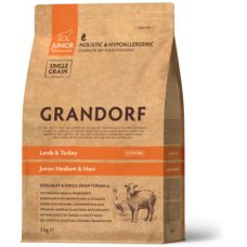 Сухий корм Grandorf (Грандорф) Dog Junior Medium Maxi Lamb & Turkey для юніорів середніх та великих порід з ягням та індичкою 