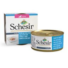 Вологий корм Schesir (Шезір) Puppy Tuna Aloe для цуценят з тунцем та алое шматочки в желе