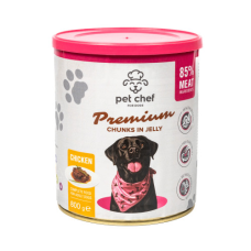 Вологий корм Pet Chef (Пет Шеф) для дорослих собак шматочки в желе з куркою