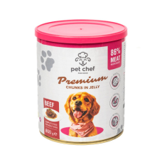 Вологий корм Pet Chef (Пет Шеф) для дорослих собак шматочки в желе з яловичиною