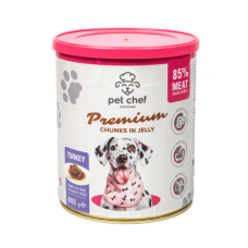 Вологий корм Pet Chef (Пет Шеф) для дорослих собак шматочки в желе з індичкою