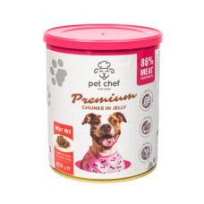  Вологий корм Pet Chef (Пет Шеф) для дорослих собак шматочки в желе м'ясний мікс